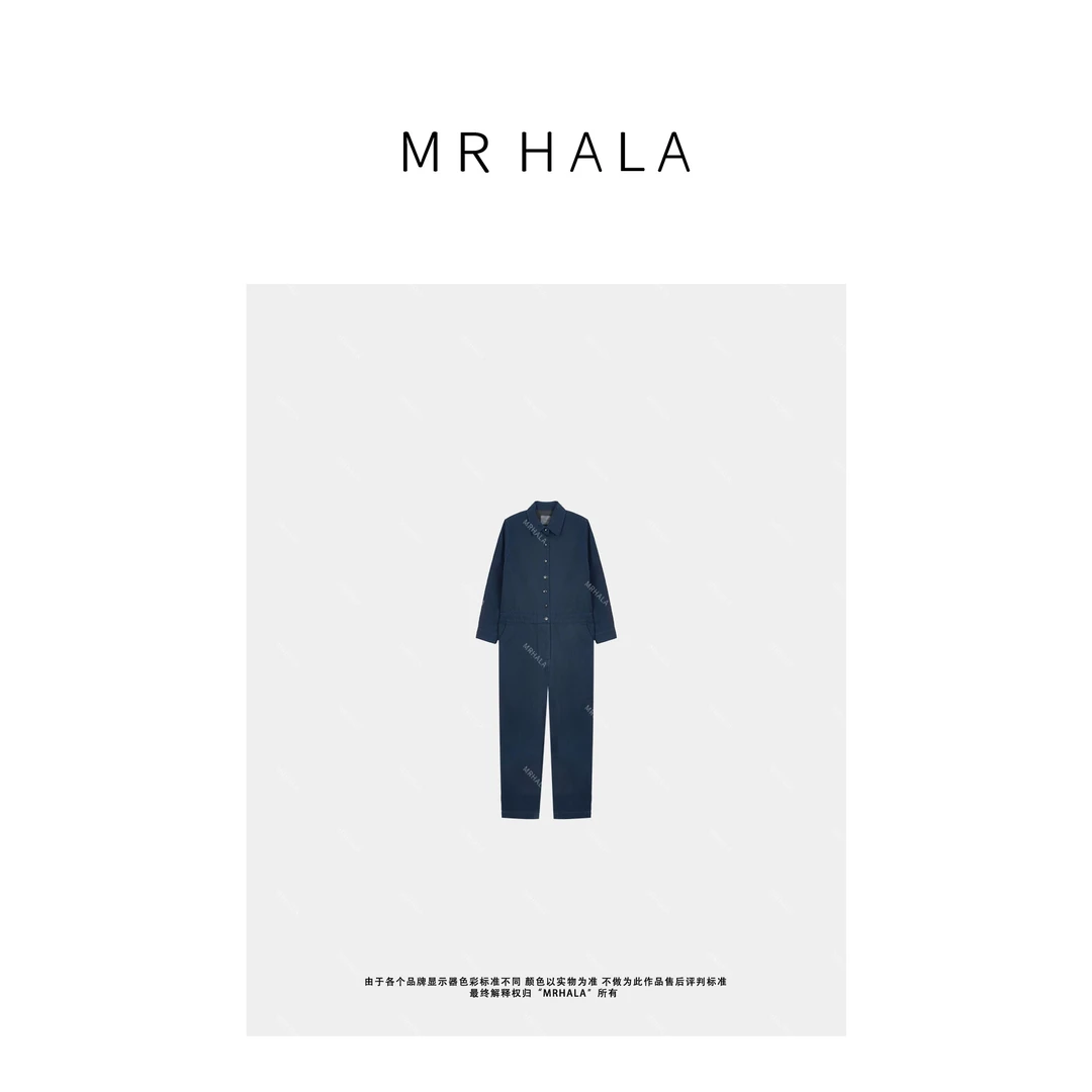 MRHALA楚佩斜纹棉翻领长袖连体裤女 LK40121