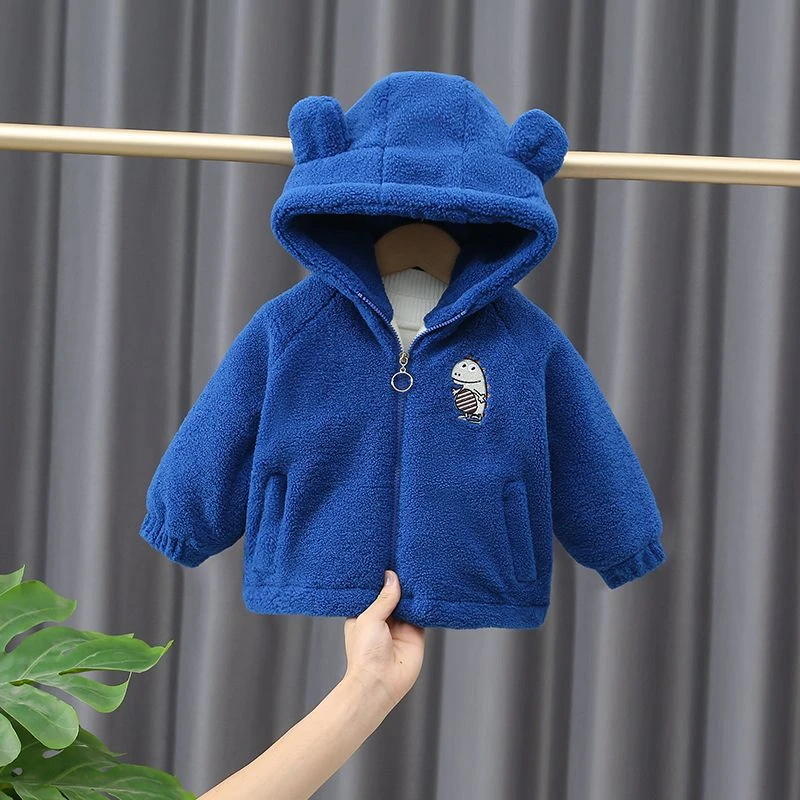 儿童加绒外套秋冬新款男女宝羊羔毛上衣宝宝洋气冬装加厚