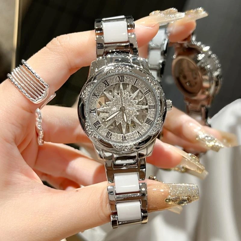 网红手表女新款时尚潮流高档镂空太阳花轻奢小众气质防水女士腕表