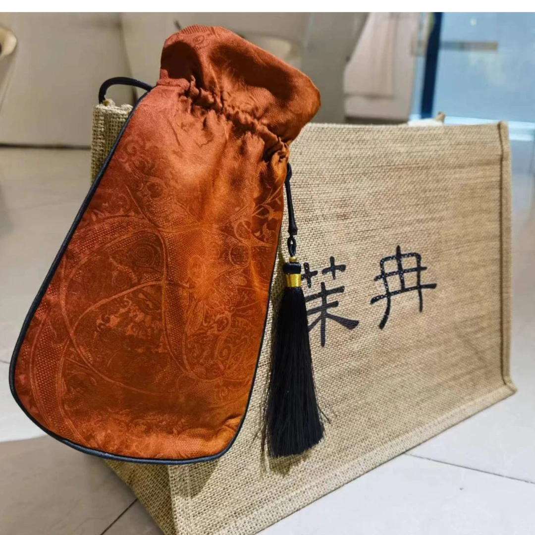 香云纱女真丝单肩包新款手提小包100%桑蚕丝零钱包M89H071
