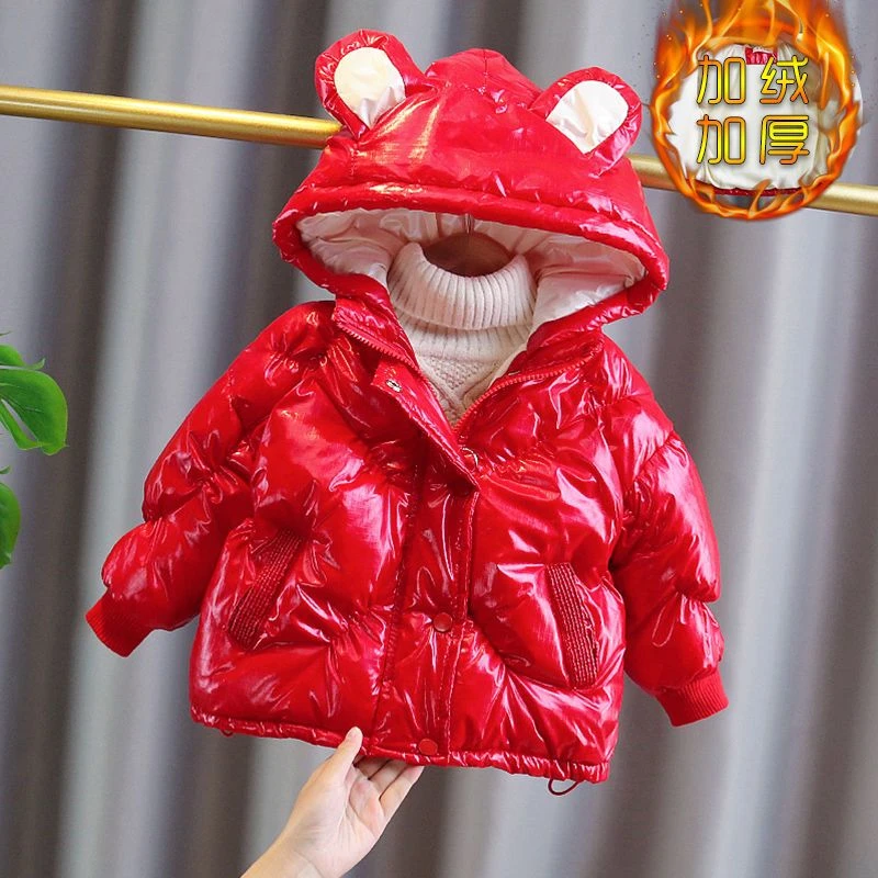 秋冬新款2022新款女宝宝棉衣冬装韩版洋气加绒加厚周岁红棉服过年