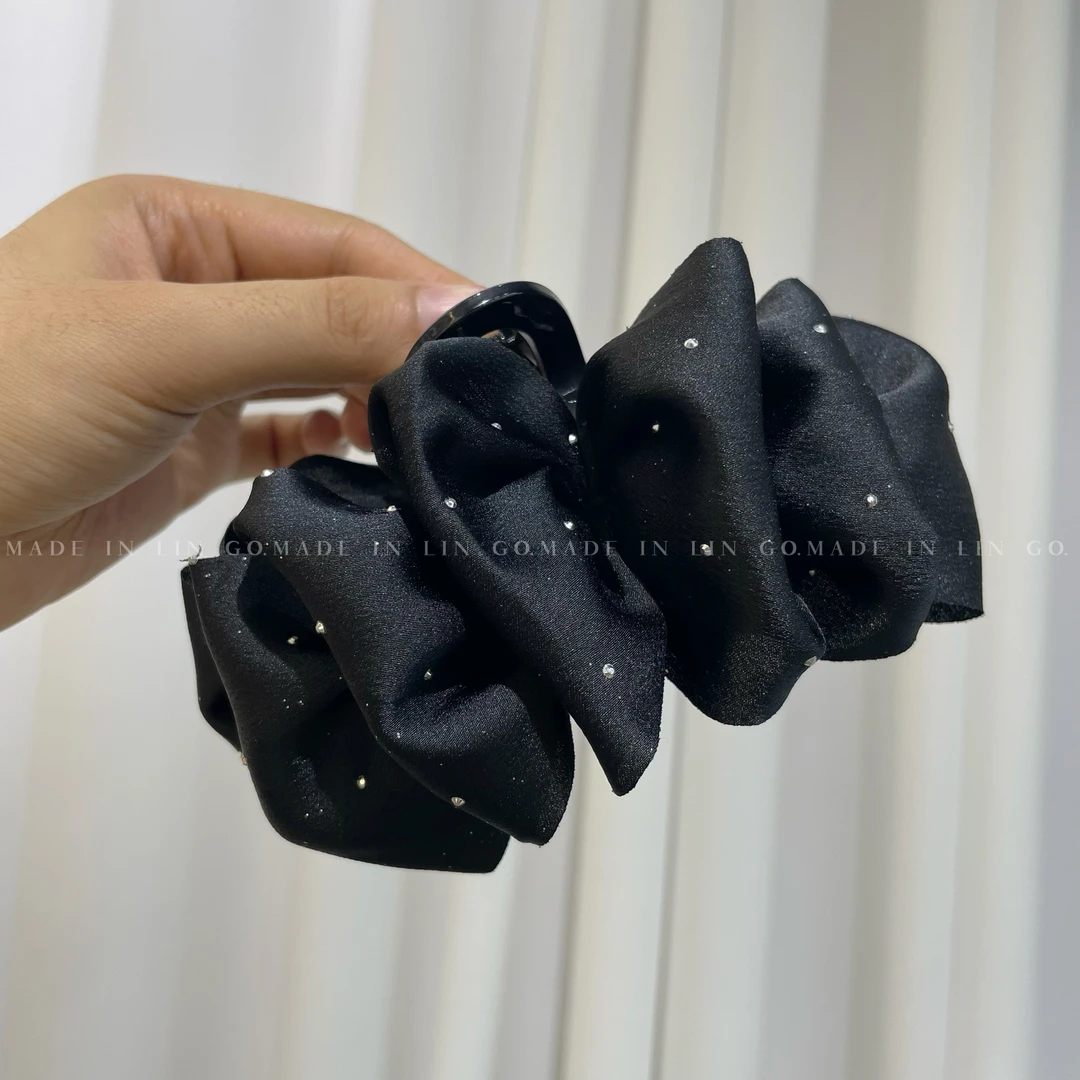 简约复古气质百搭黑色优雅精致名媛风鲨鱼夹头饰