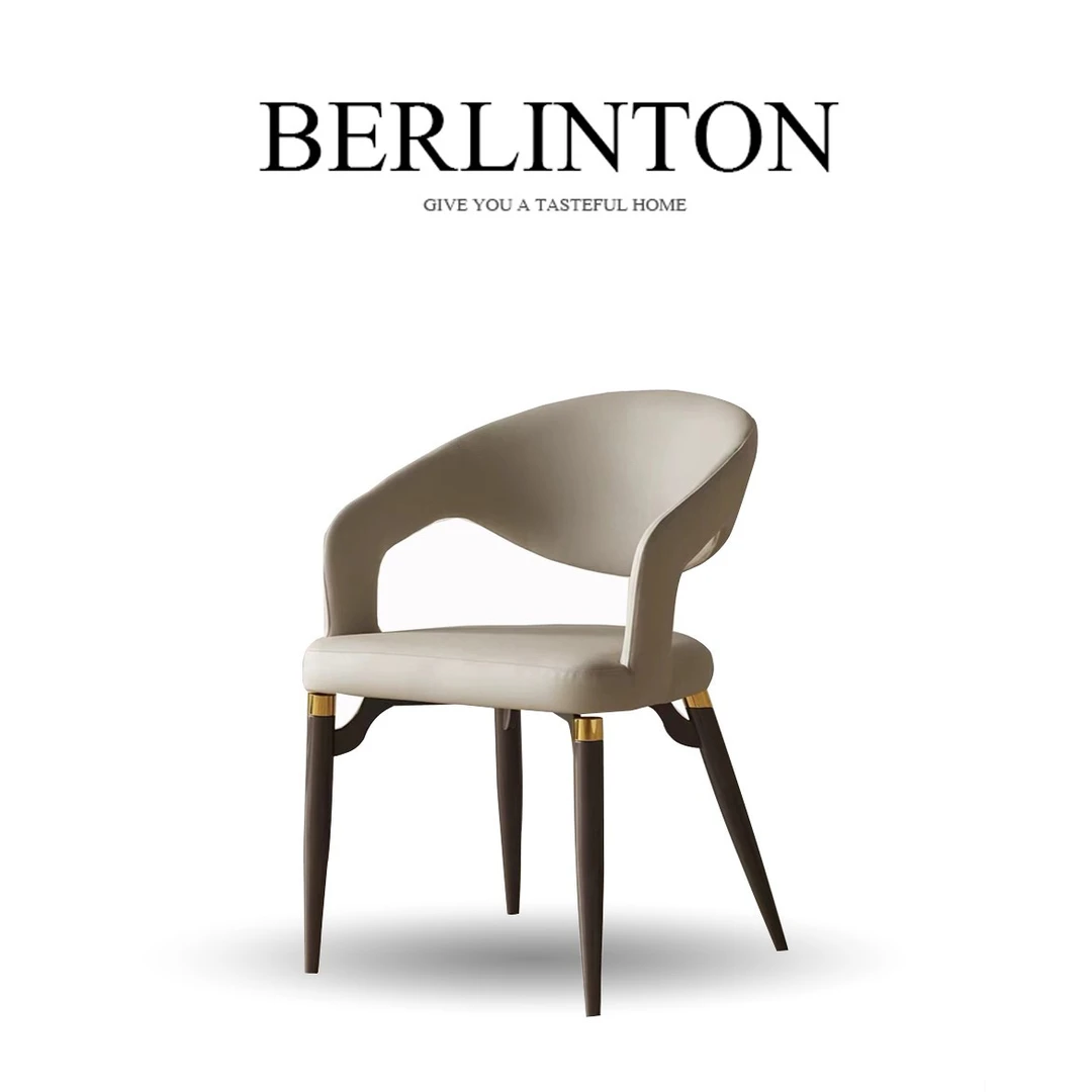 BERLINTON/铂林顿现代简约餐椅家用餐厅轻奢椅皮艺书桌椅意式极简