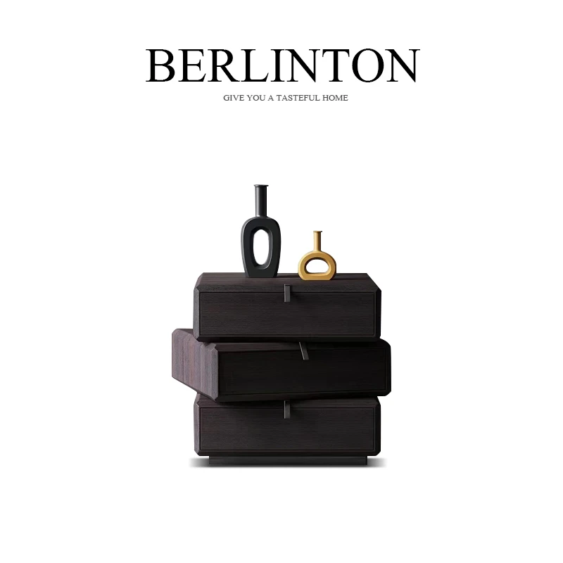 BERLINTON/铂林顿简约储物柜创意方形旋转床头柜收纳柜Y95