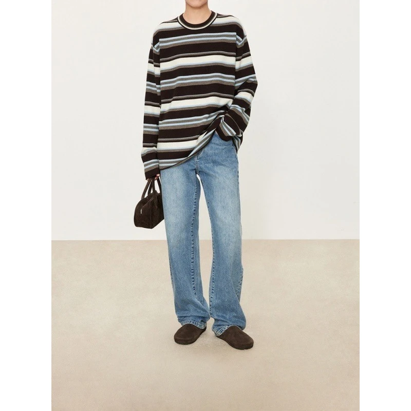 知识分子 肯豆风男友风条纹毛衣SM42AWMY079