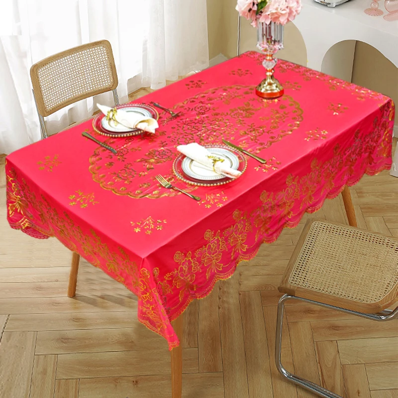 长方桌耐用多尺寸加厚家用台布防水防油防烫免洗PVC欧式餐桌布