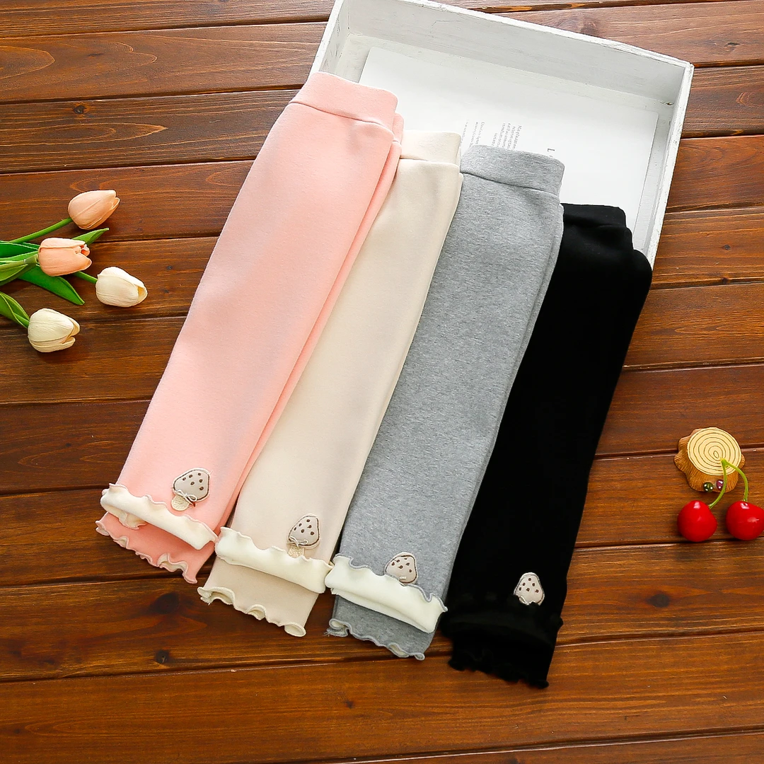 春秋冬季女童高腰打底裤加绒一体绒长裤外穿休闲裤子0-5岁可开档