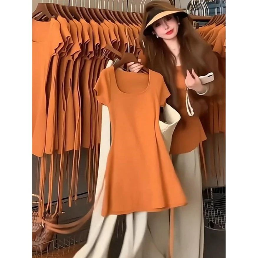 网红百搭宽松中长款修身韩版设计网红百搭宽松中长款修身T恤春夏