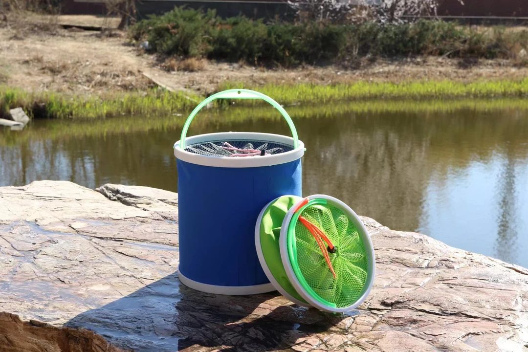 渔具打水桶，折叠打水桶，渔具配件26cm加网