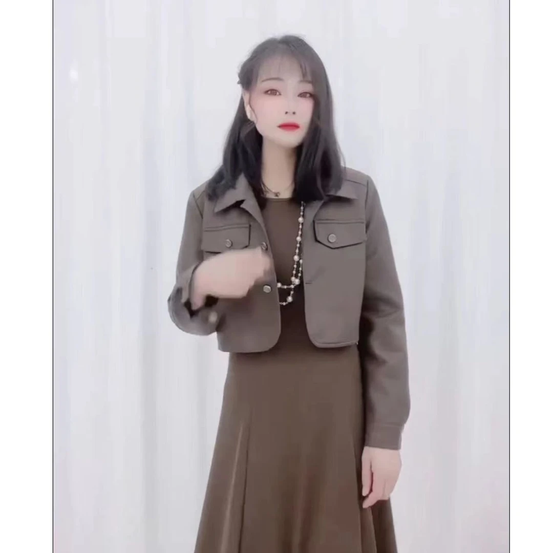 【清仓】早秋新款轻奢套装长袖外套显瘦吊带连衣裙两件套8Q20#0.08