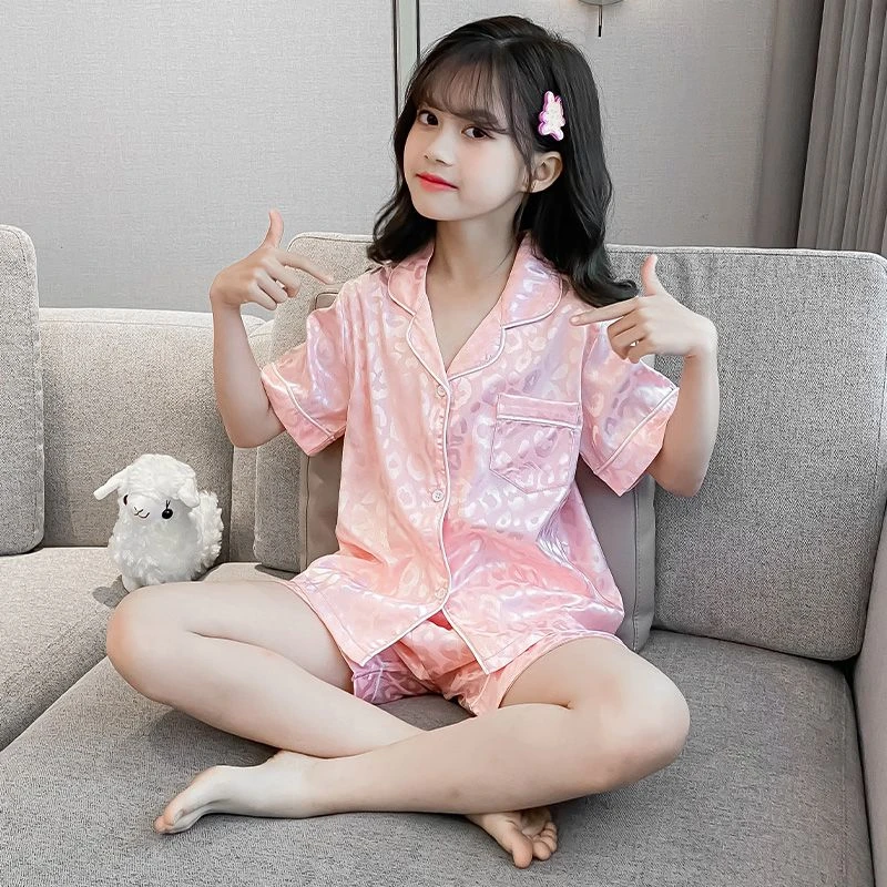 【热推爆款】儿童春夏新款男女童卡通冰丝家居服冰丝短袖长袖睡衣