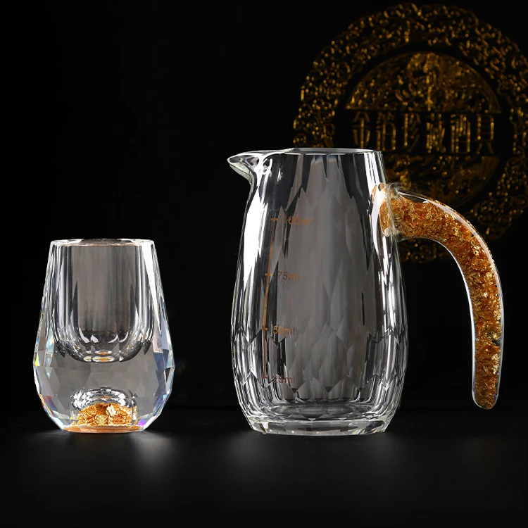 玺宴金箔水晶酒具套件高档家用创意中式加厚子弹杯白酒杯高端礼品