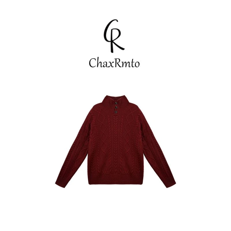 ChaxRmto斯斯 24秋冬纽扣设计感长袖高领纯色气质打底衫 SC1D3530