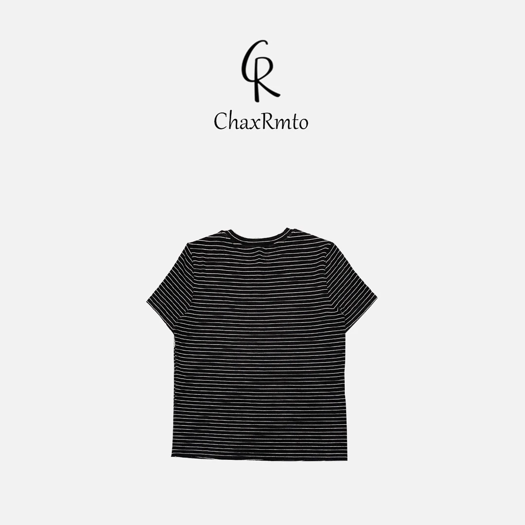 ChaxRmto斯斯 24年早秋时尚条纹上衣百搭圆领短袖T恤 SC1C2539