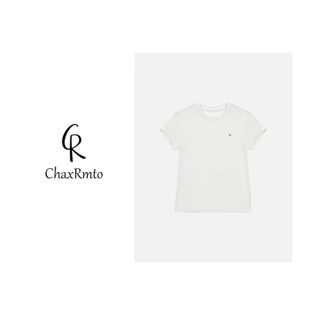 ChaxRmto "笑脸“夏季圆领T恤百搭纯色简约休闲半袖上衣 SC1A0348