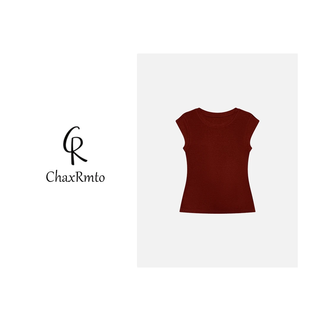 ChaxRmto 夏季小飞袖时尚百搭圆领气质上衣休闲简约T恤 SC1B0814