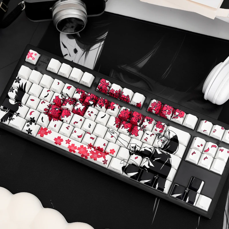 VXV《Sakura Raven》PBT五面热升华原厂渐变侧刻透光键帽wooting