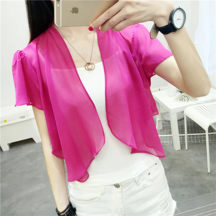 2025新短款桑蚕丝小披肩真丝夏季开衫百搭大码女外搭防晒衣小外搭