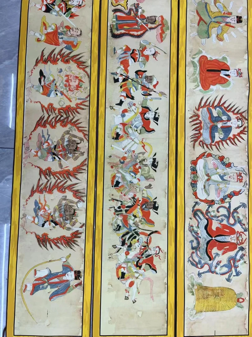 明代清代高清水陆画复刻法马金桥纯手工卷轴画挂画家用水陆画卷轴