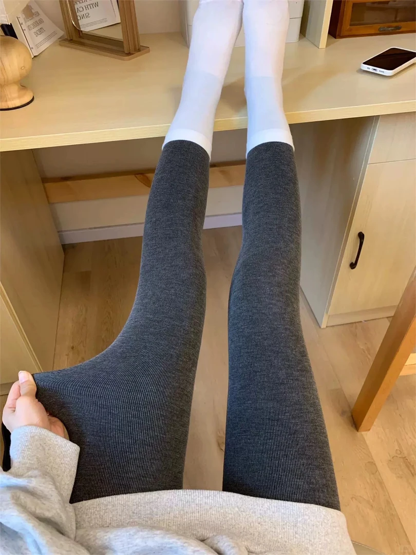 可外穿打底裤女秋冬外穿高腰收腹秋冬格雷系灰色打底加绒加厚