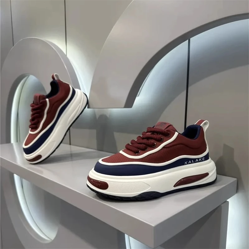 潮流男鞋2025秋季新款拼色轻便软底舒适百搭运动休闲鞋厚底板鞋