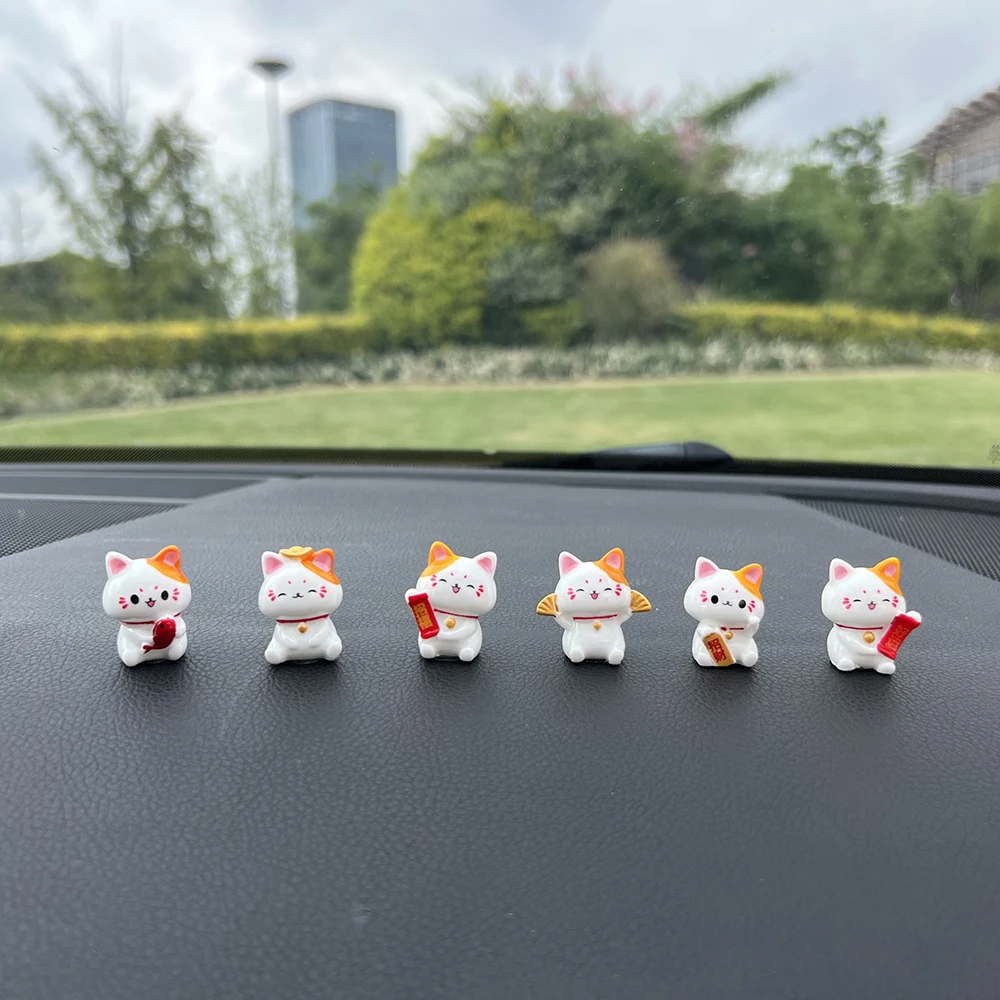 车载内中控台屏幕摆件家居车载后视镜电动车装饰品网红可爱招财猫