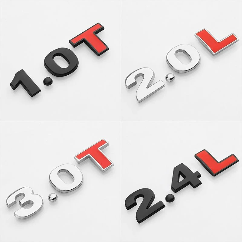 汽车排量标1.4T1.8T2.0T3.0T2.0L金属改装排量电镀车贴车尾标