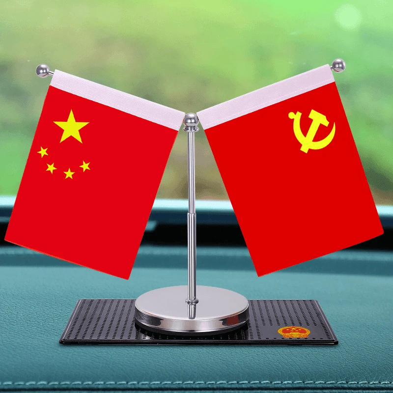 优质车载伸缩汽车红旗五星不锈钢双面装饰品水晶汽双面饰品摆件