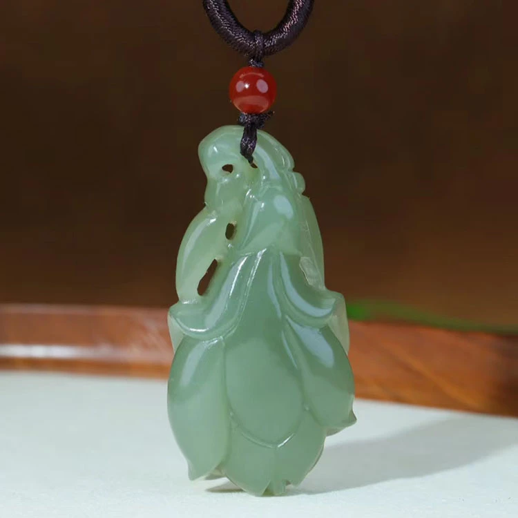 新疆和田玉玉兰花吊坠女款花开富贵纳福玉佩挂件玉项链毛衣链子