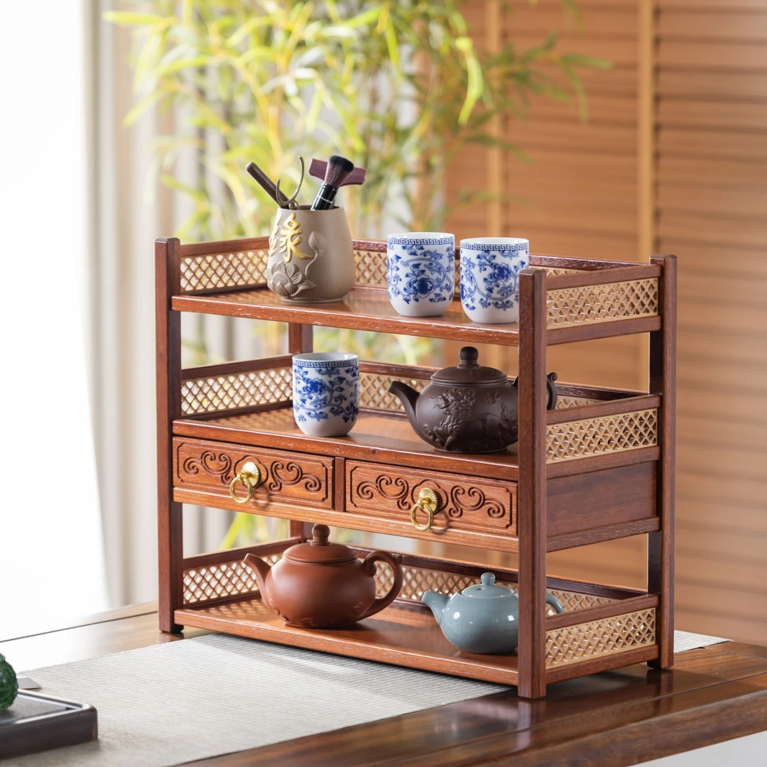 桌面大气置物架中式摆放架子桌上茶架置物架茶杯茶具收纳架茶具架