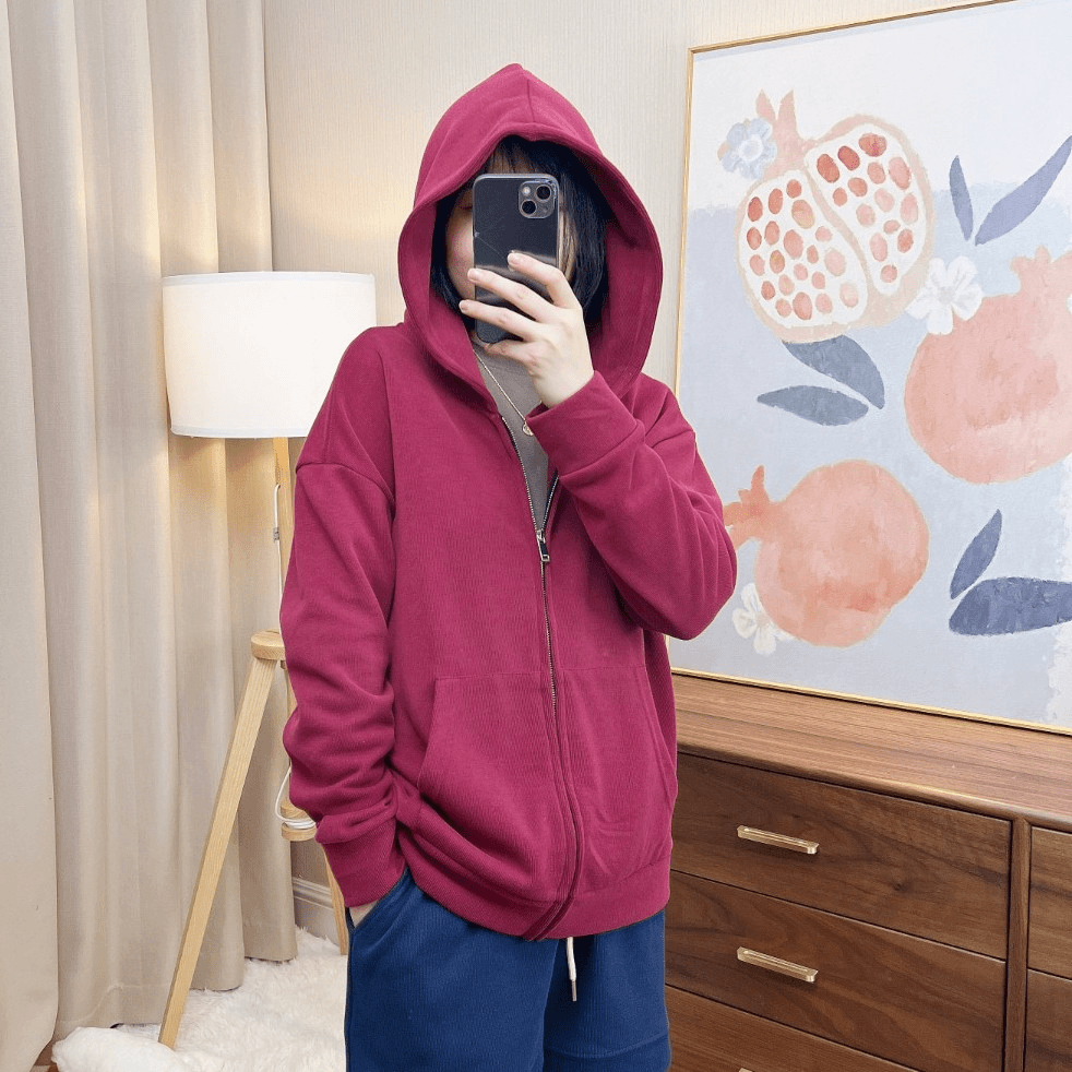 心制美春秋加厚棉纯色韩版时尚运动休闲百搭拉链连帽卫衣女士0025