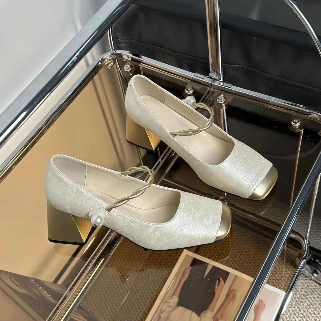 新中式国风玛丽珍旗袍单鞋女2025秋季新款粗跟方头气质高级感女鞋