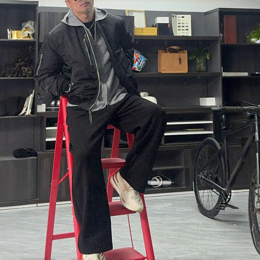 男款休闲立体剪裁直筒裤