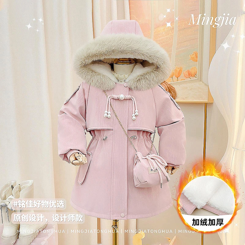 女童加厚外套2023年新款洋气冬装儿童时尚女孩宽松加厚外套保暖潮