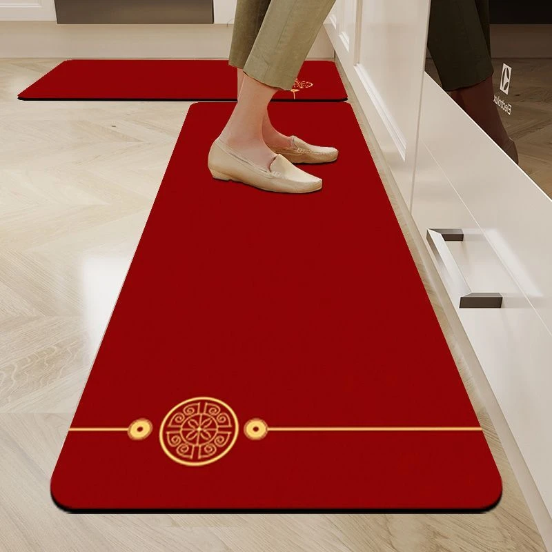 厨房垫吸水吸油地垫新款长条垫子耐磨耐脏脚垫家用红色吸水防滑垫