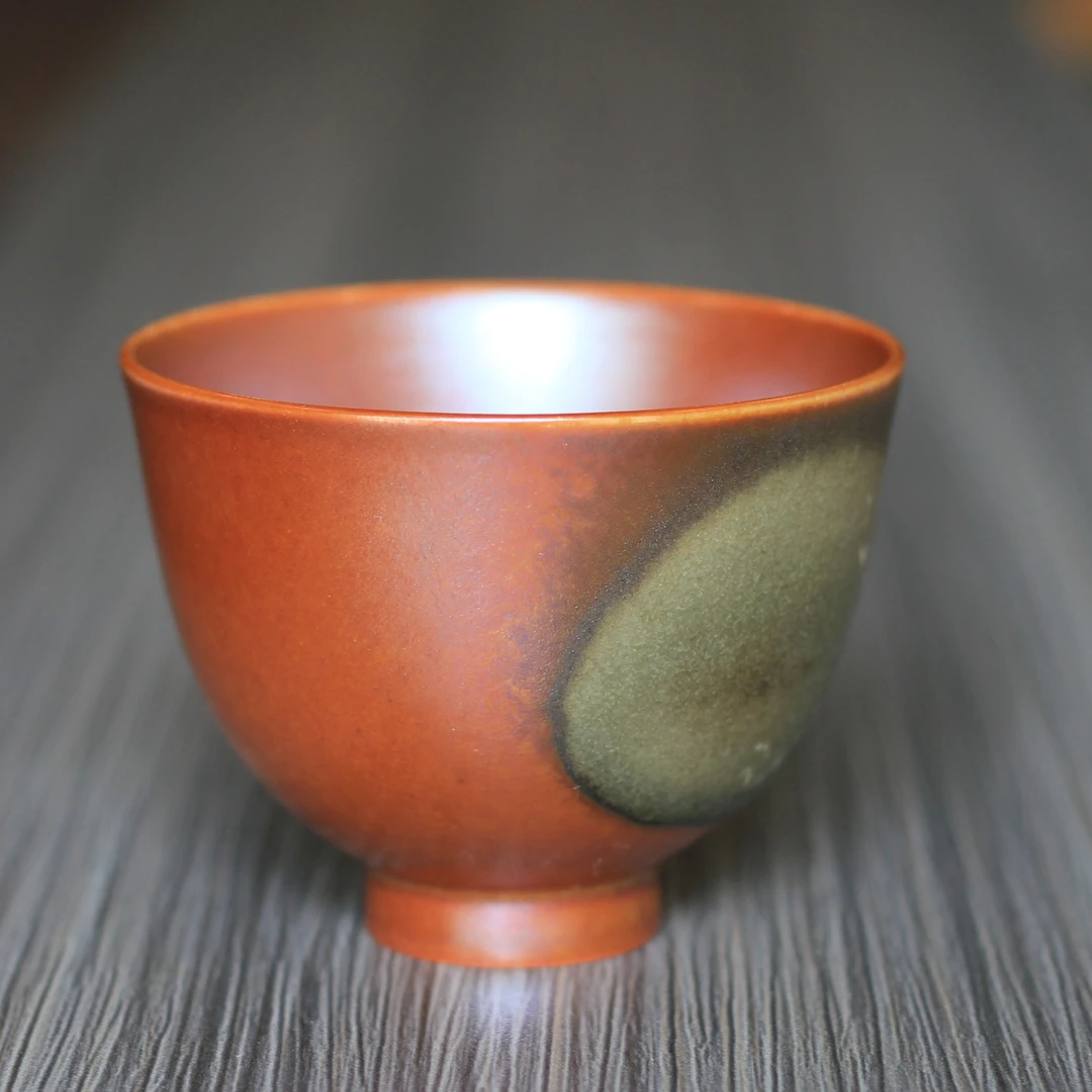 柴烧高温纯手工窑变精品主人杯，金釉自然落灰窑变杯   容量80C