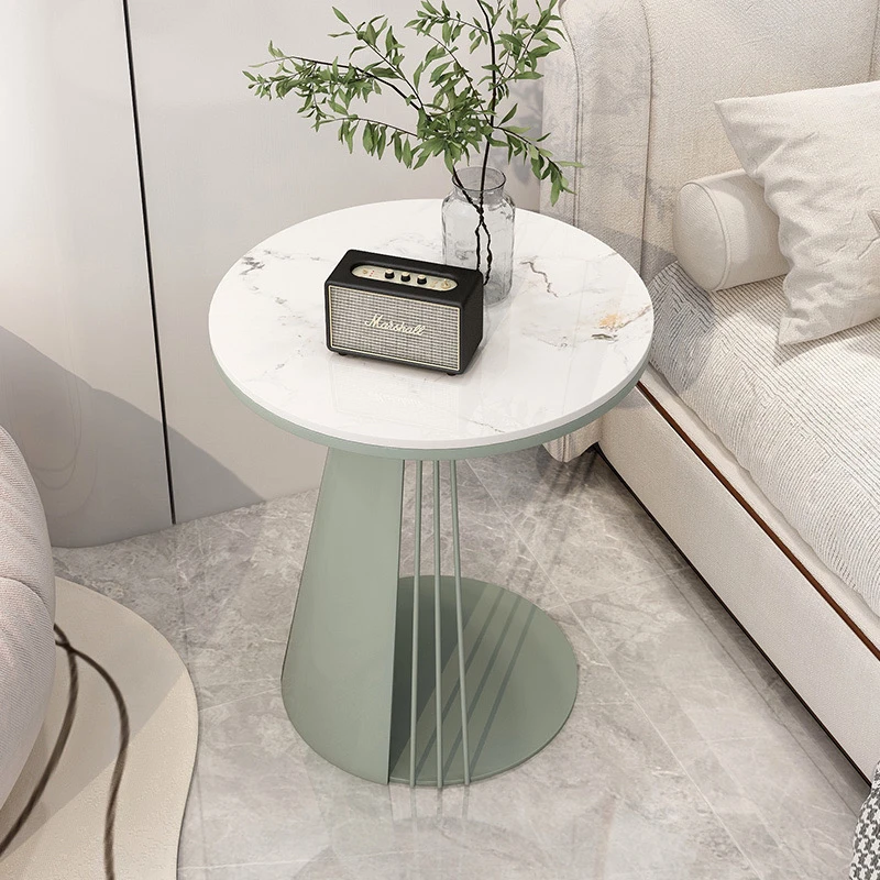 田园小栈奶油风家用岩板阳台边几小茶几床头边柜客厅北欧圆形角几