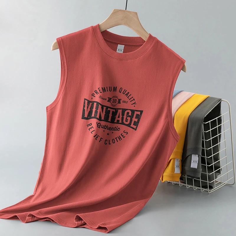 运动背心男士夏季纯棉无袖t恤薄款跨栏健身篮球汗衫全棉宽肩坎肩