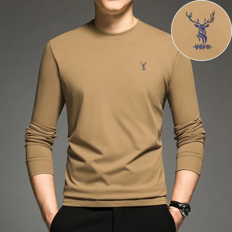 重磅纯棉t恤男长袖2025新款潮牌鹿头体恤打底衫宽松全棉秋衣小衫