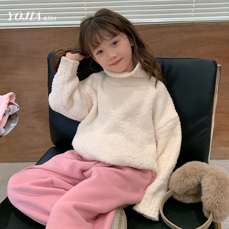 女童毛衣冬季童装2023冬装新款儿童秋冬加厚打底衫中大童高领上衣