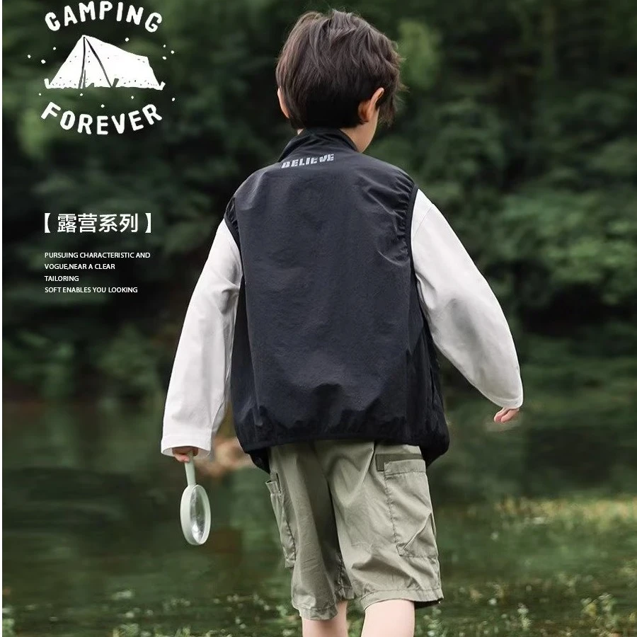 童装儿童马甲春秋款2023新款秋装机能风耐磨工装儿童户外露营背心