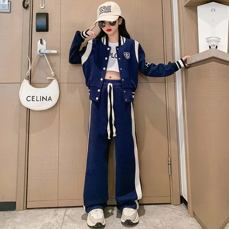 女童套装春秋款新款2023洋气炸街中大童秋季运动休闲网红儿童秋装