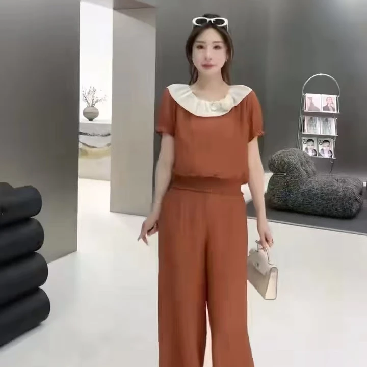 短袖两件套显瘦气质洋气时尚休闲百搭夏季减龄拼接黑色连体8930