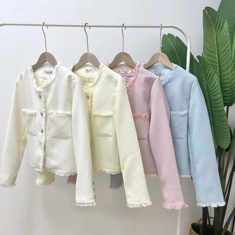 小静折扣~P318W  时尚百搭气质须须常规小香风外套上衣