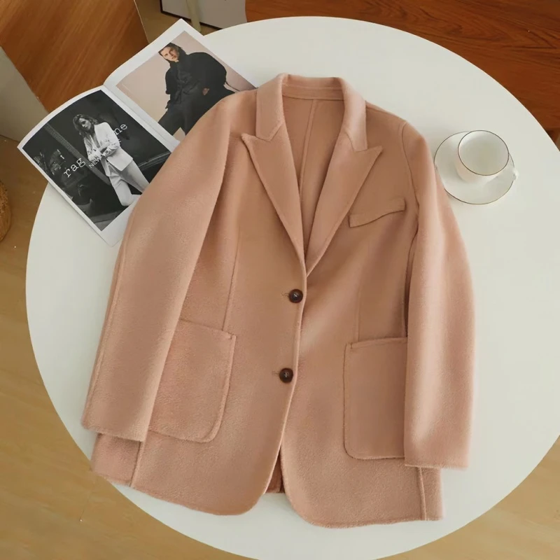 小静折扣~ J184  休闲百搭时尚水波纹双面呢外套 （卡码不拍大）