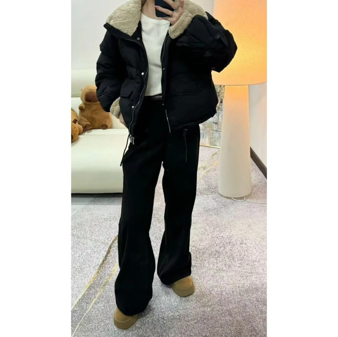 小静折扣~A891L 双向拉链拼接立领抽绳衣摆短款羽绒服（卡码拍大）