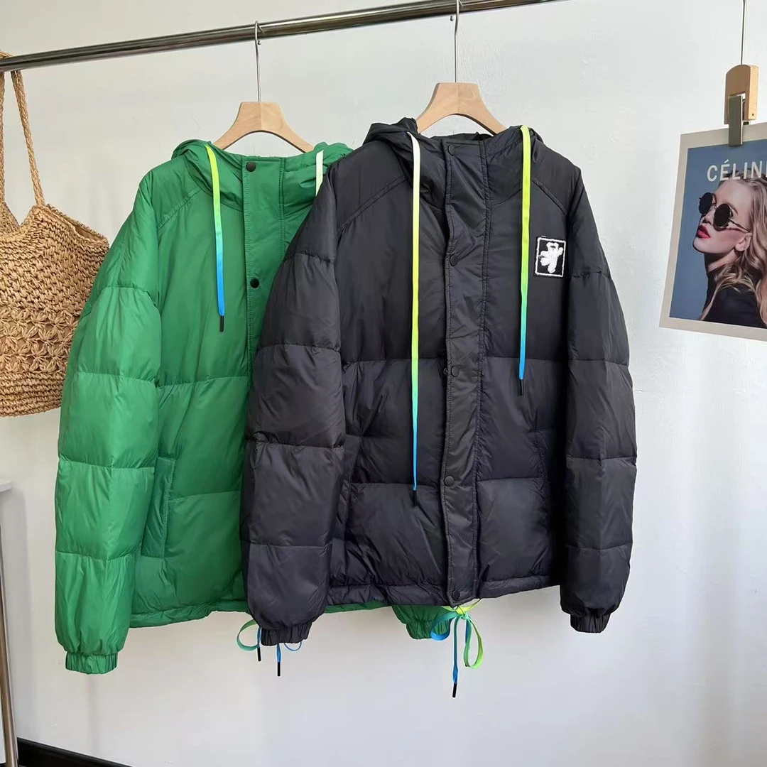 小静折扣~N1329L加厚情侣面包服撞色反光连帽羽绒服外套（卡码拍大