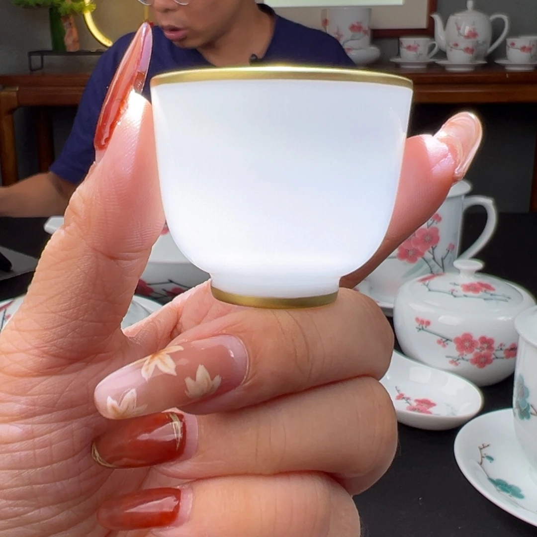 柴窑滑石子描金一口杯