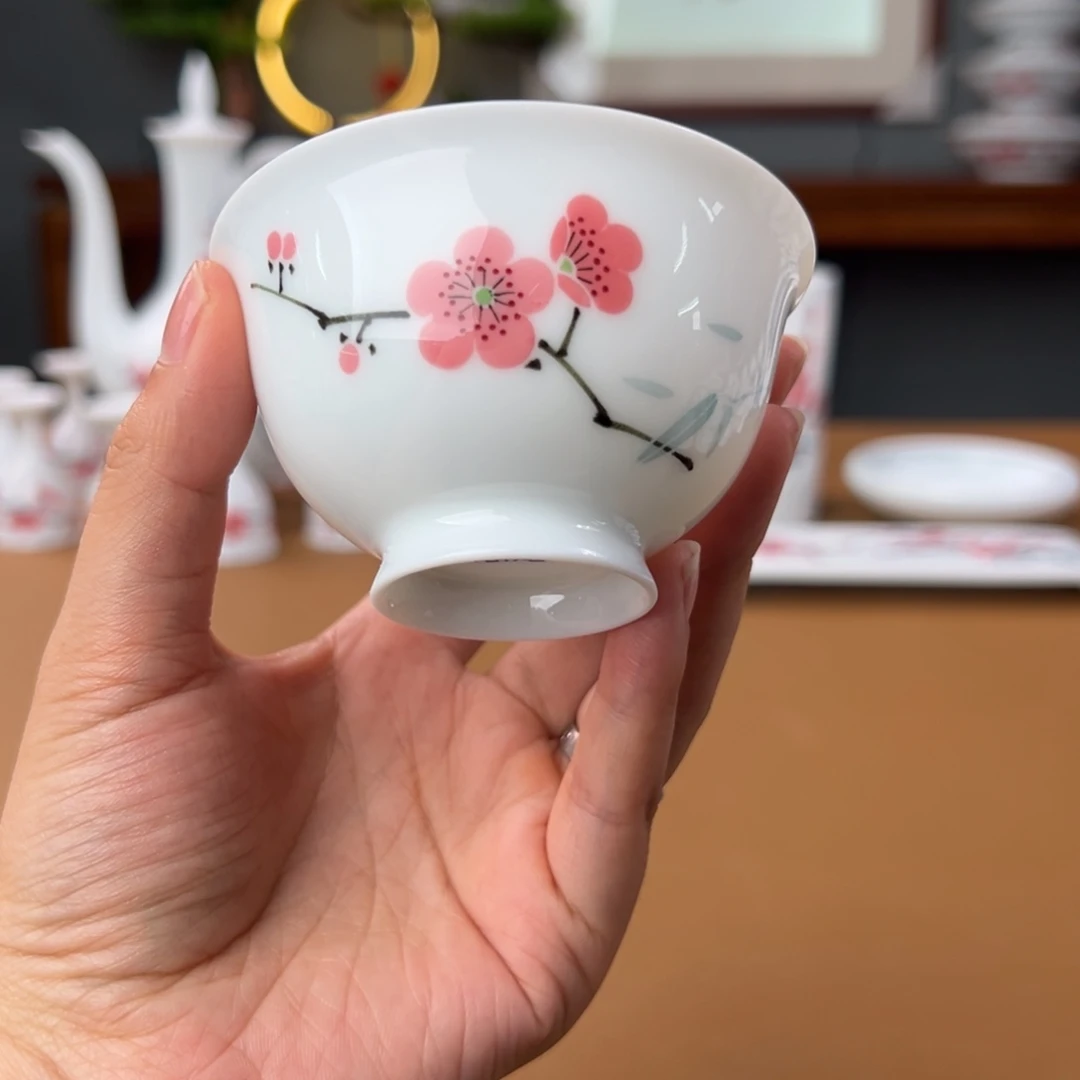 杯玉泥红梅高足杯
