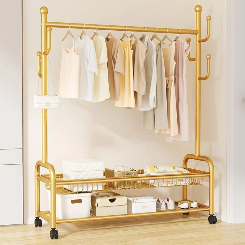 晾衣架落地卧室可移动家用凉衣架阳台挂衣服架子室内简易杆衣帽